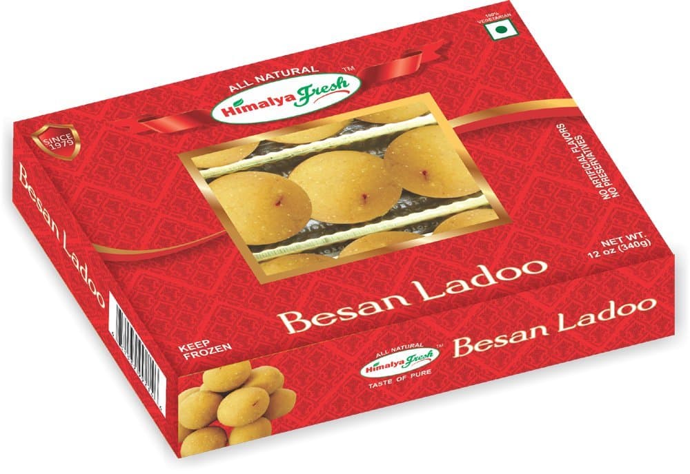 Besan Ladoo 12oz - Premium Authentic, Luxurious Indian Food & Sweets Made With pure simple ingredients Gram flour, Sugar, Cardamom & Vegetable Oil - No Fillers Or Preservatives (1 Box)