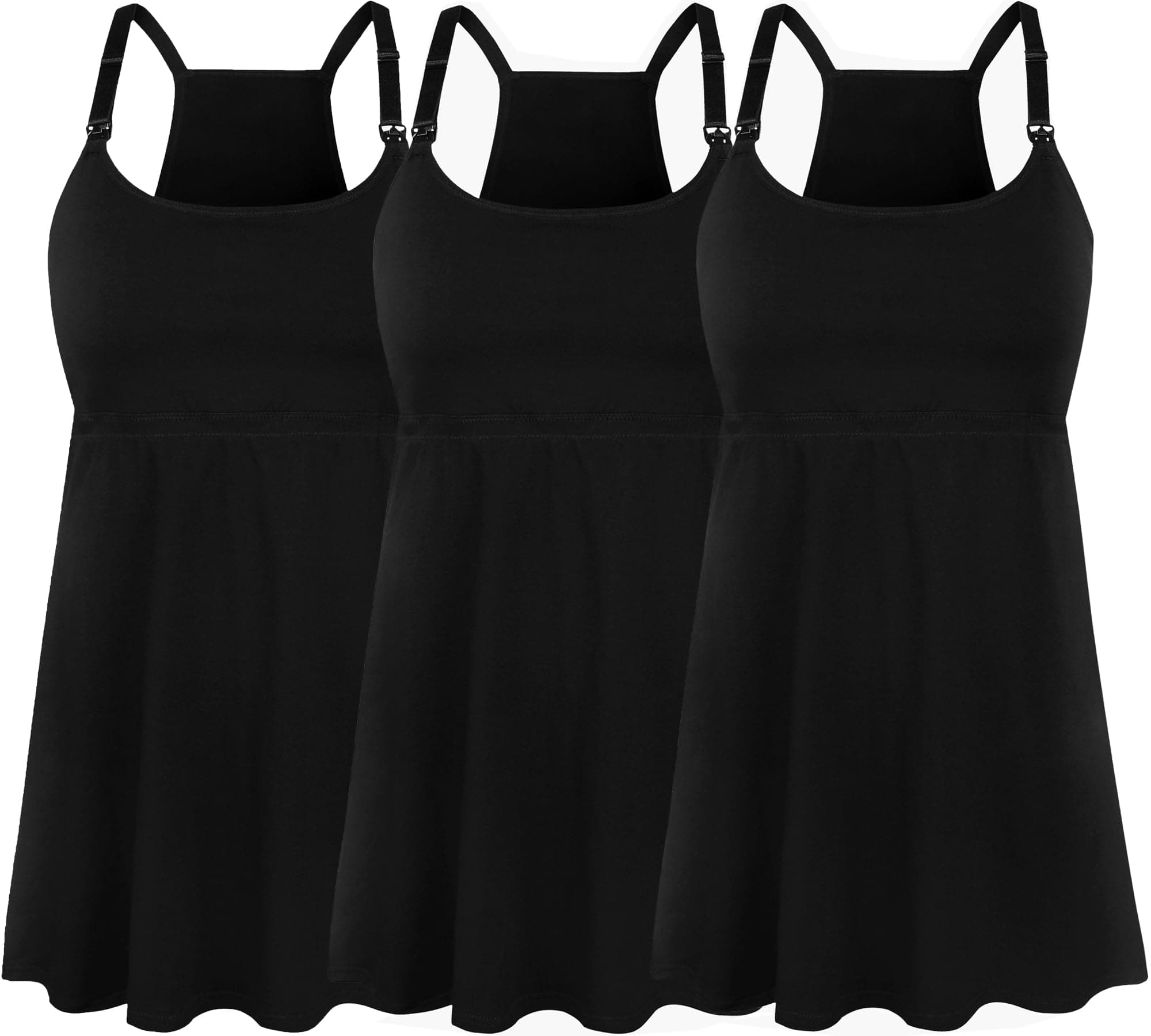 SUIEK 3 Pack Maternity Nursing Tank Tops with Bralette Cotton Breastfeeding Camisole