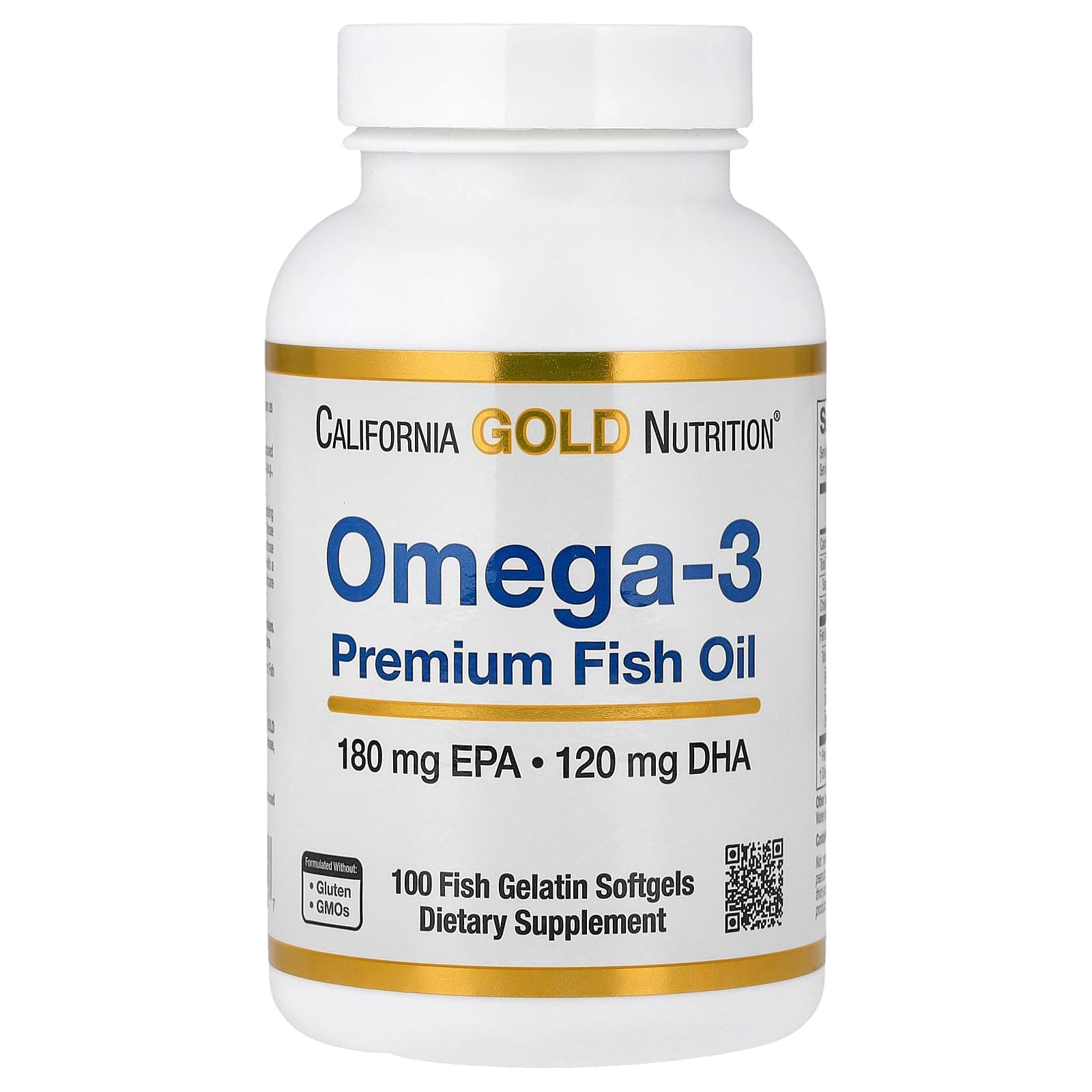Omega-3, Premium Fish Oil, 100 Fish Gelatin Softgels