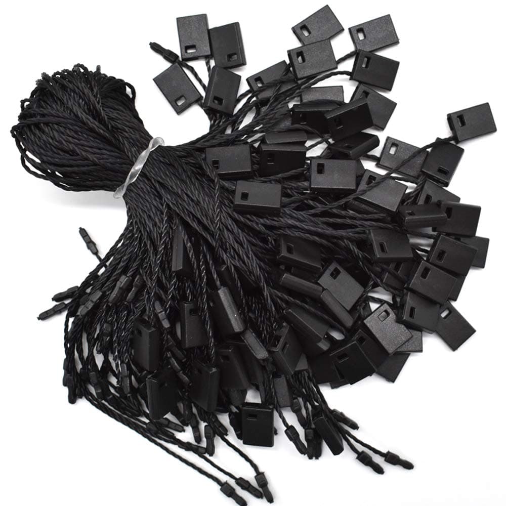 Hang Tag String Black 7" 1000Pcs Nylon Snap Lock Pin Loop Fastener Hook Ties Easy and Fast to Attach