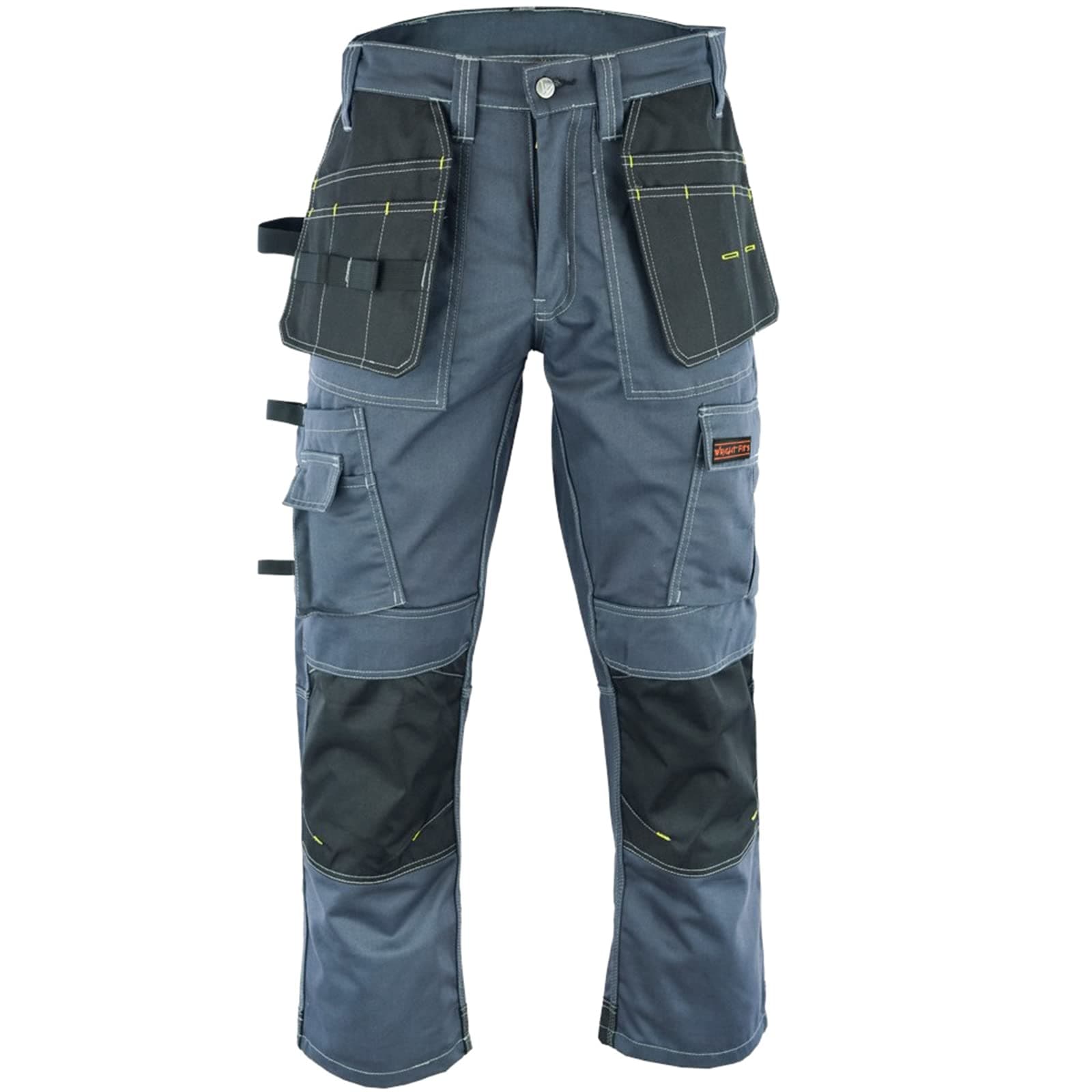 Men Pro Builder Work Trousers Grey & Khaki - Heavy Duty Safety Combat Cargo Pant - Multi Pockets & Knee Pad Pockets - Triple Stitched -Durable Work wear