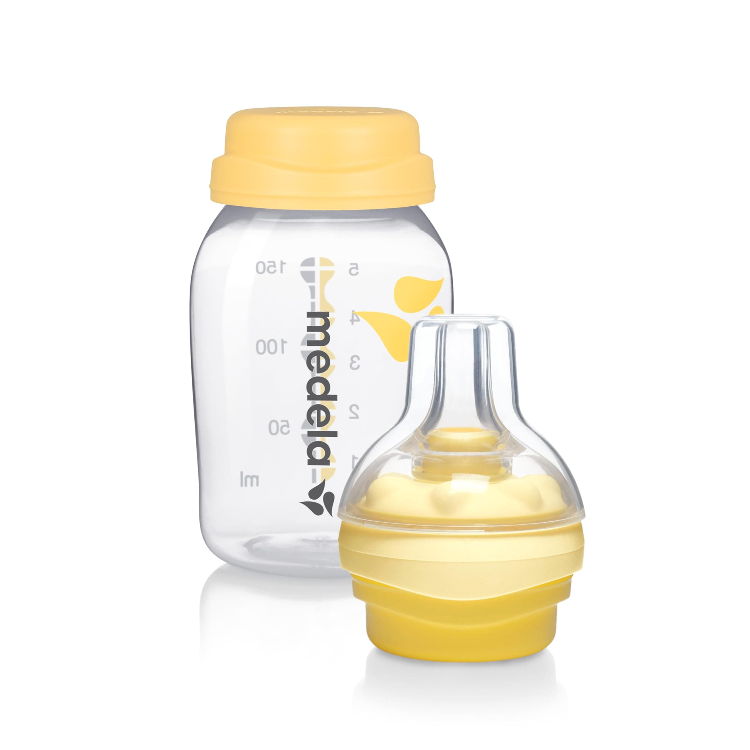 Calma teat with baby bottle 150 ml, for newborns 0-6 months, 0m+, made of silicone, specially designed to support breastfeeding