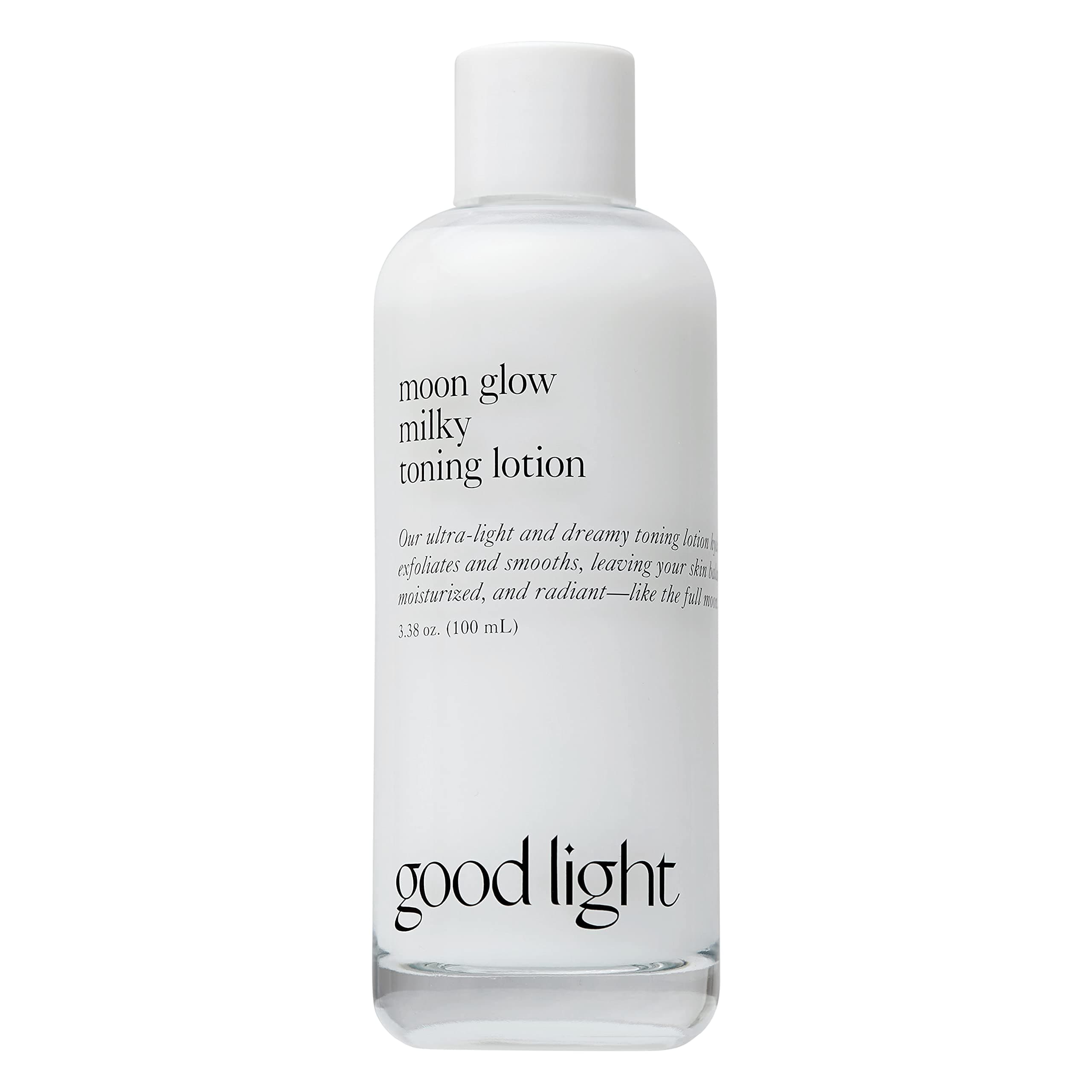 Good Light Moon Glow Milky Toner. Dreamy, Ultra-Light Hydrating Milk Toner for Face. Made with Niacinamide, Ceramides, and AHAs for Glass Skin. Vegan, Fragrance Free Korean Skin Care. 3.38 Fl. Oz.
