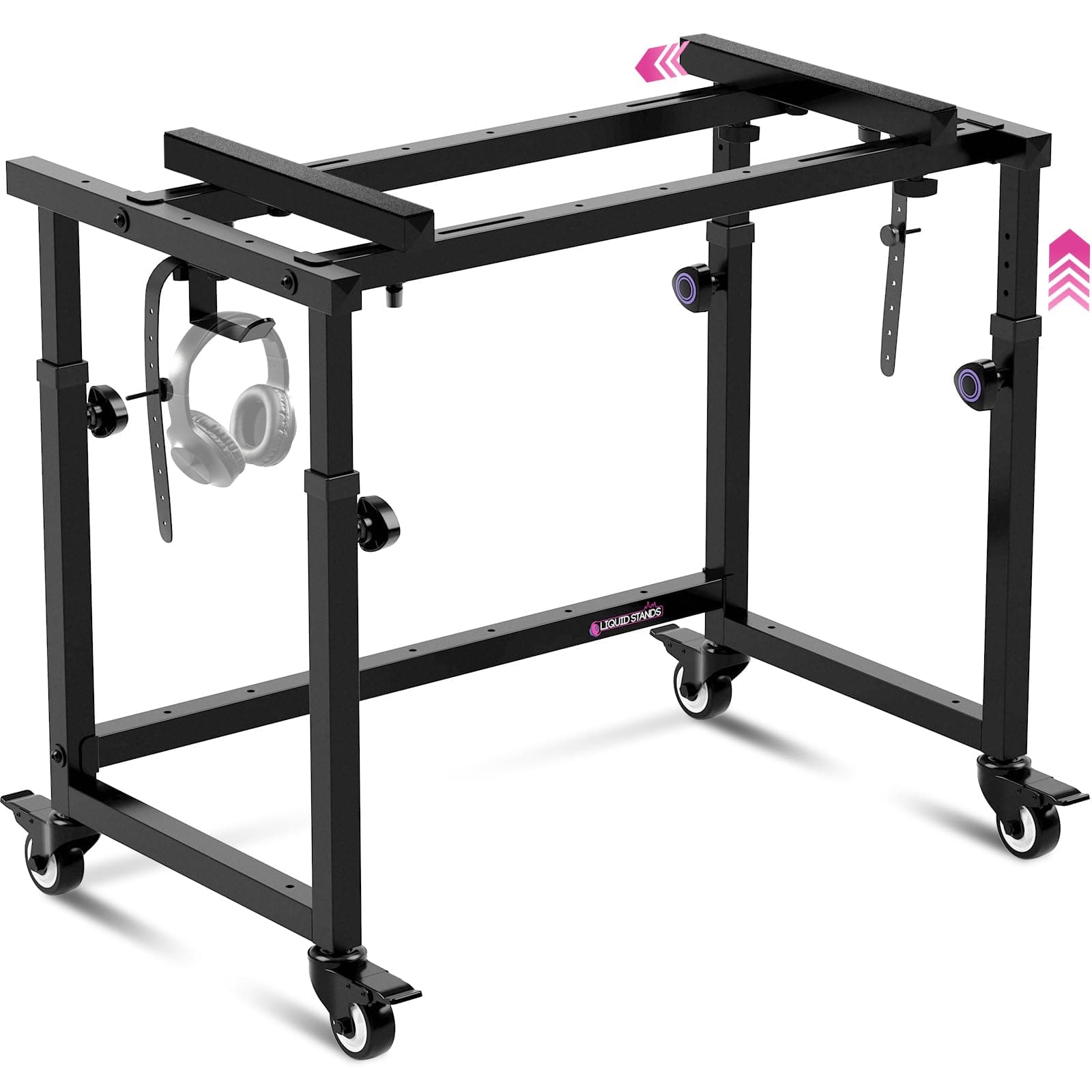 Piano Keyboard Stand Music Studio Desk for Music Production - Electric Digital Pianos Synths for 49 54 61 88 Key - Rolling Home Recording Studio Workstation DJ Keyboard Table - Keyboard Piano Stand