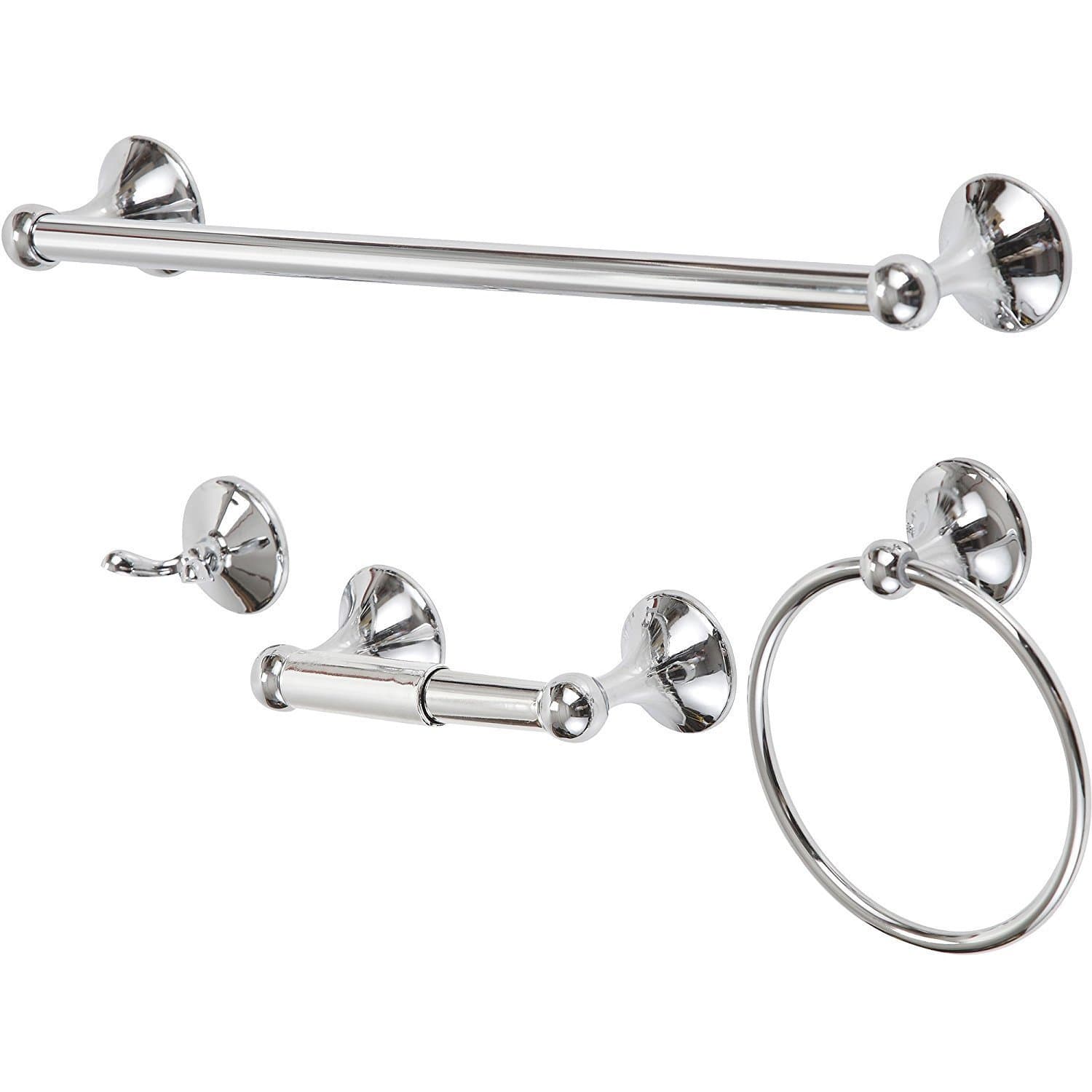 Aviano Collection - 5 Piece Bathroom Hardware Accessories Set with 24" Towel Bar (Chrome Finish)
