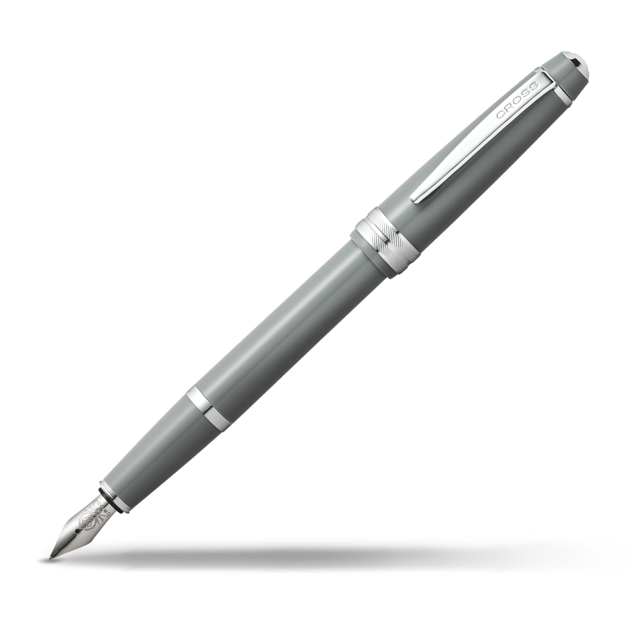 Bailey Light Polished Resin Refillable Fountain Pen, Medium Nib, Includes Premium Gift Box - Glossy Grey