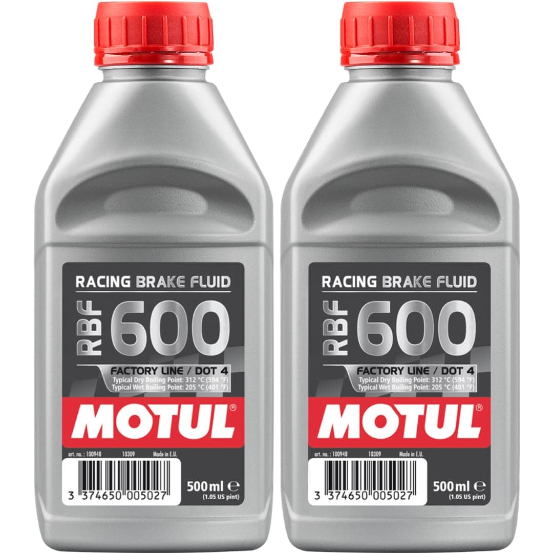 RBF 600 Factory Line DOT-4 Racing Brake Fluid, High-Performance, 100% Synthetic, 500ml Bottles, 2 Pack (100949)