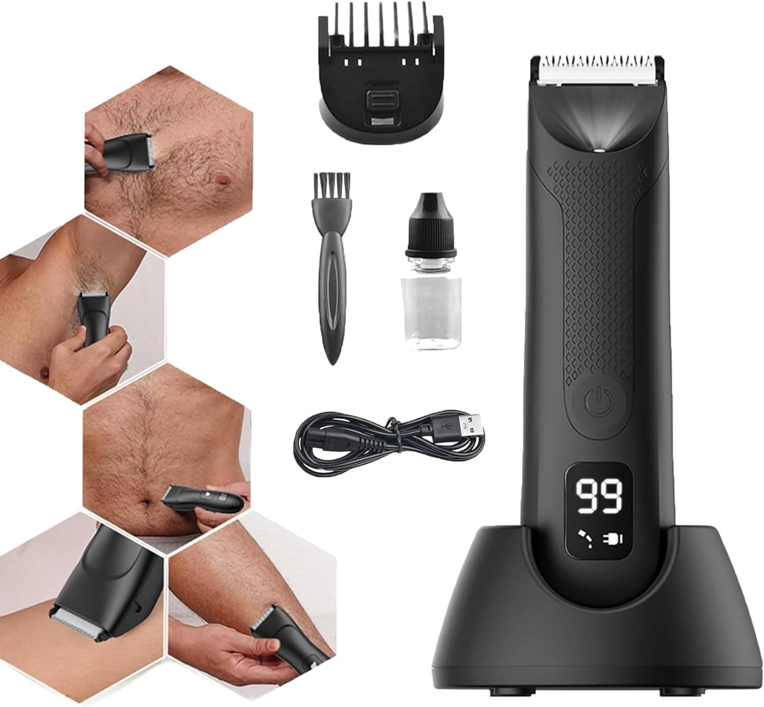 Saferazor Trimmer, 2024 New Water Proof Saferazor Trimmer for Men,Replaceable Blade,Sterile Body Hair Trimmer for Body Hair (Color : Grey)