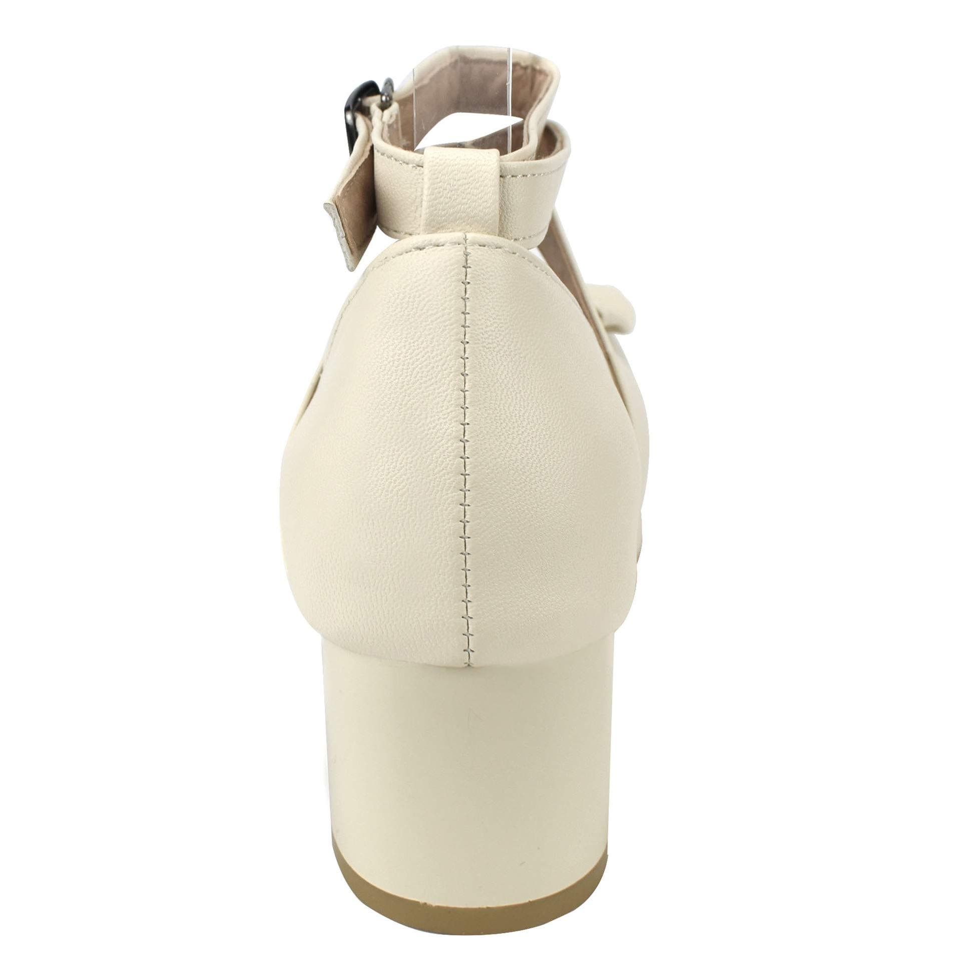 100FIXEO Women Goth Strappy Platform Chunky Heel Mary Janes Pumps Bow Ankle Strap with Buckle Block Cuban Mid Heel Shoes