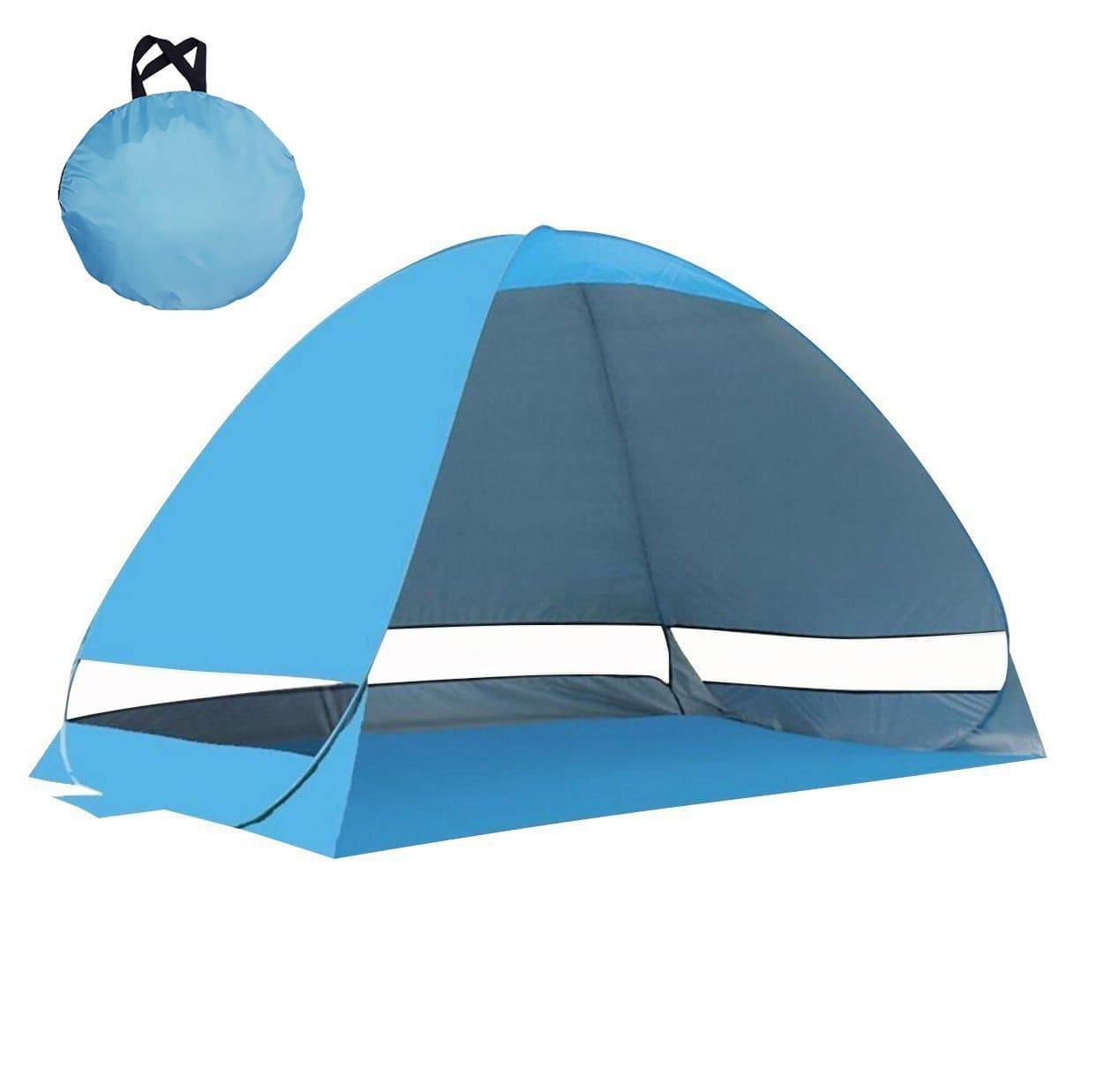Samris Beach Sun Shade Canopy Tent, Beach Tent Sun Shelter Portable Shade UV Pop Up Light-Weight Cabana Beach Tents Fit 2-4 Person for Fishing Beach Seaside Park Yard, Blue