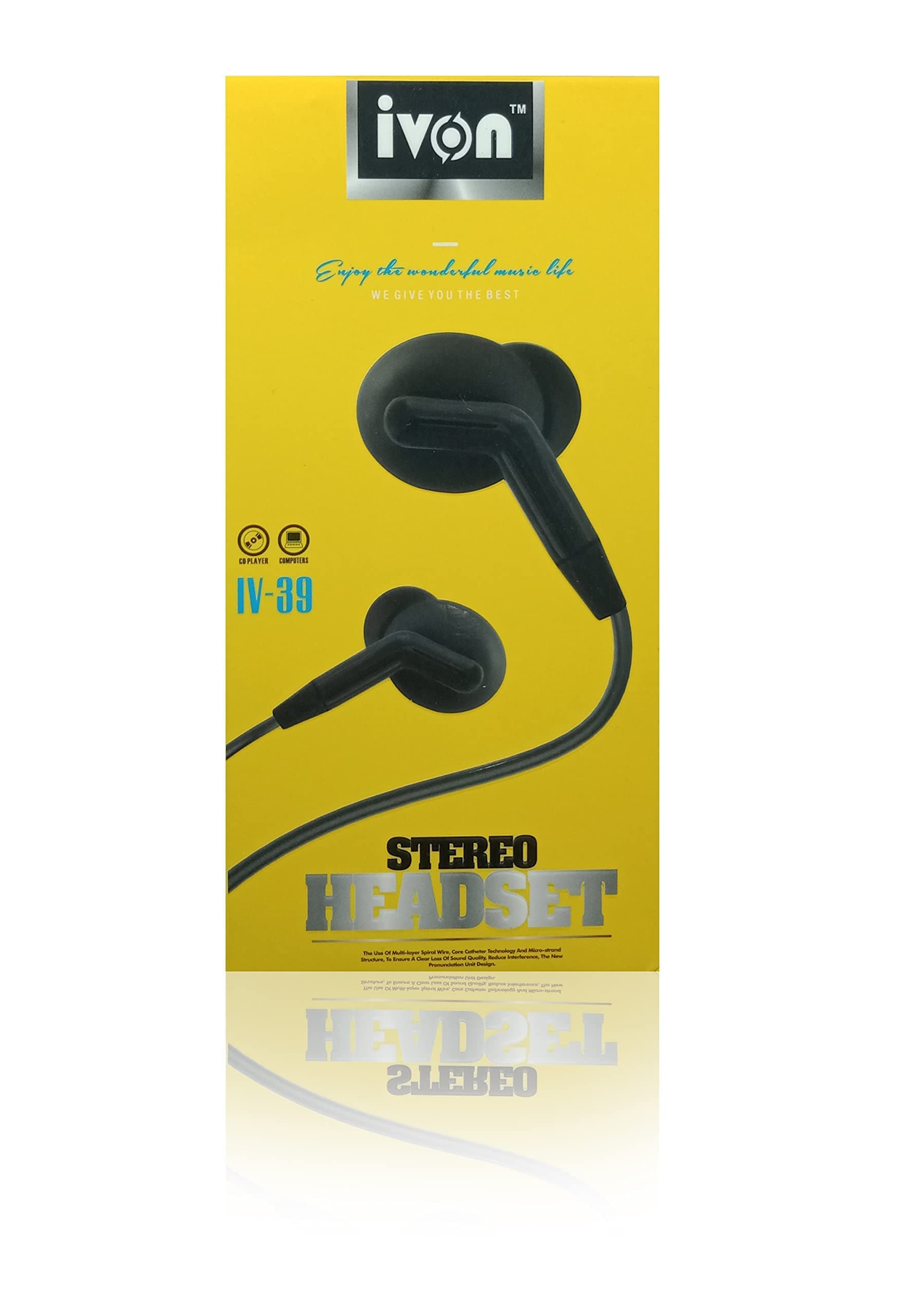 Ivon IV-39 Wired Headset (Black, in The Ear)