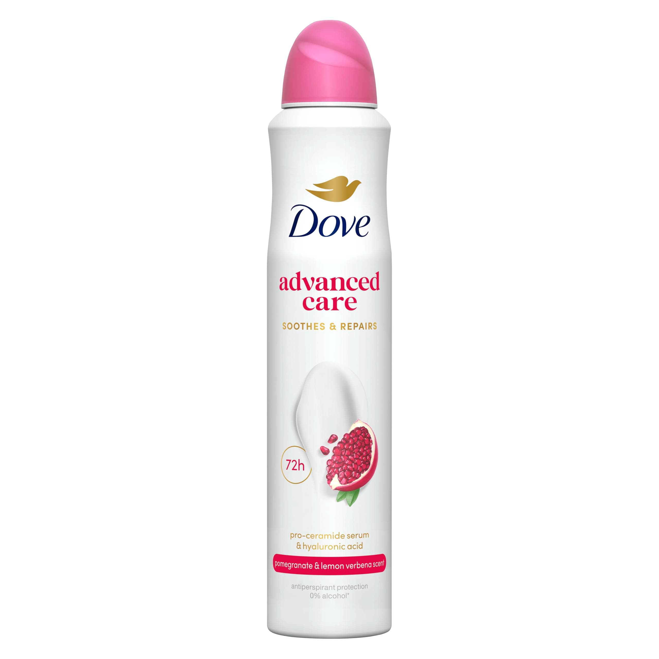 Dove Advanced Care Go Fresh Pomegranate & Lemon Verbena Scent Anti-Perspirant Aerosol Women's Deodorant Spray with Pro-Ceramide technology for 72 hour protection against sweat and odour 200 ml