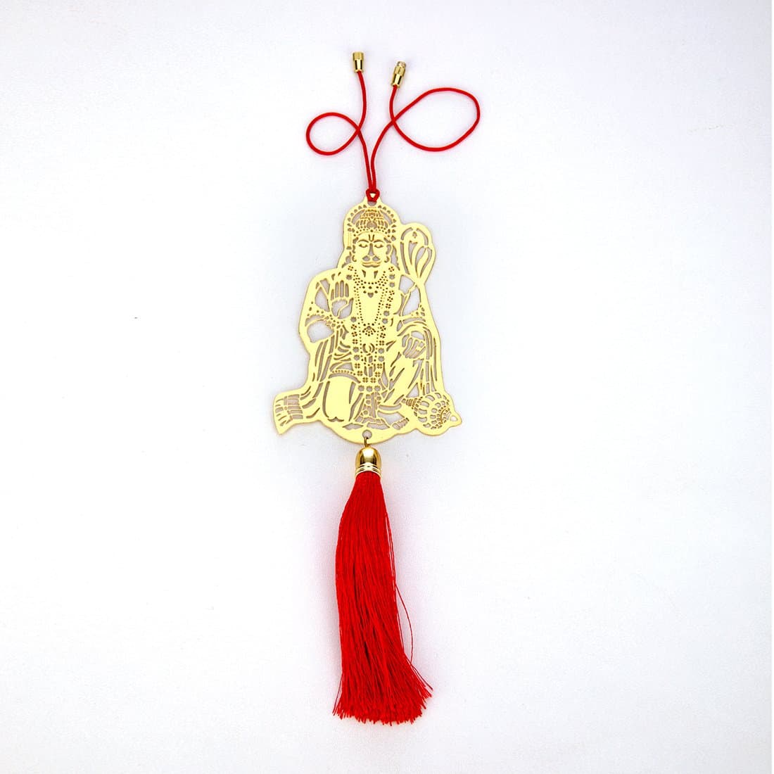 ADORAA's Jai Hanuman Bajrangbali Hanging Accessories for Car Rear View Mirror Decor in Brass