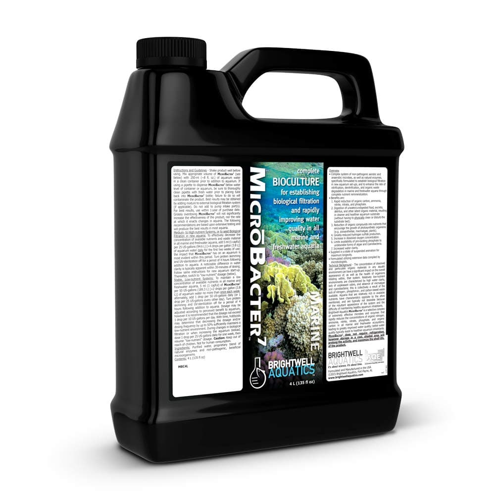 Brightwell Aquatics MicroBacter7 - Bacteria & Water Conditioner for Fish Tank or Aquarium, Populates Biological Filter Media for Saltwater and Freshwater Fish