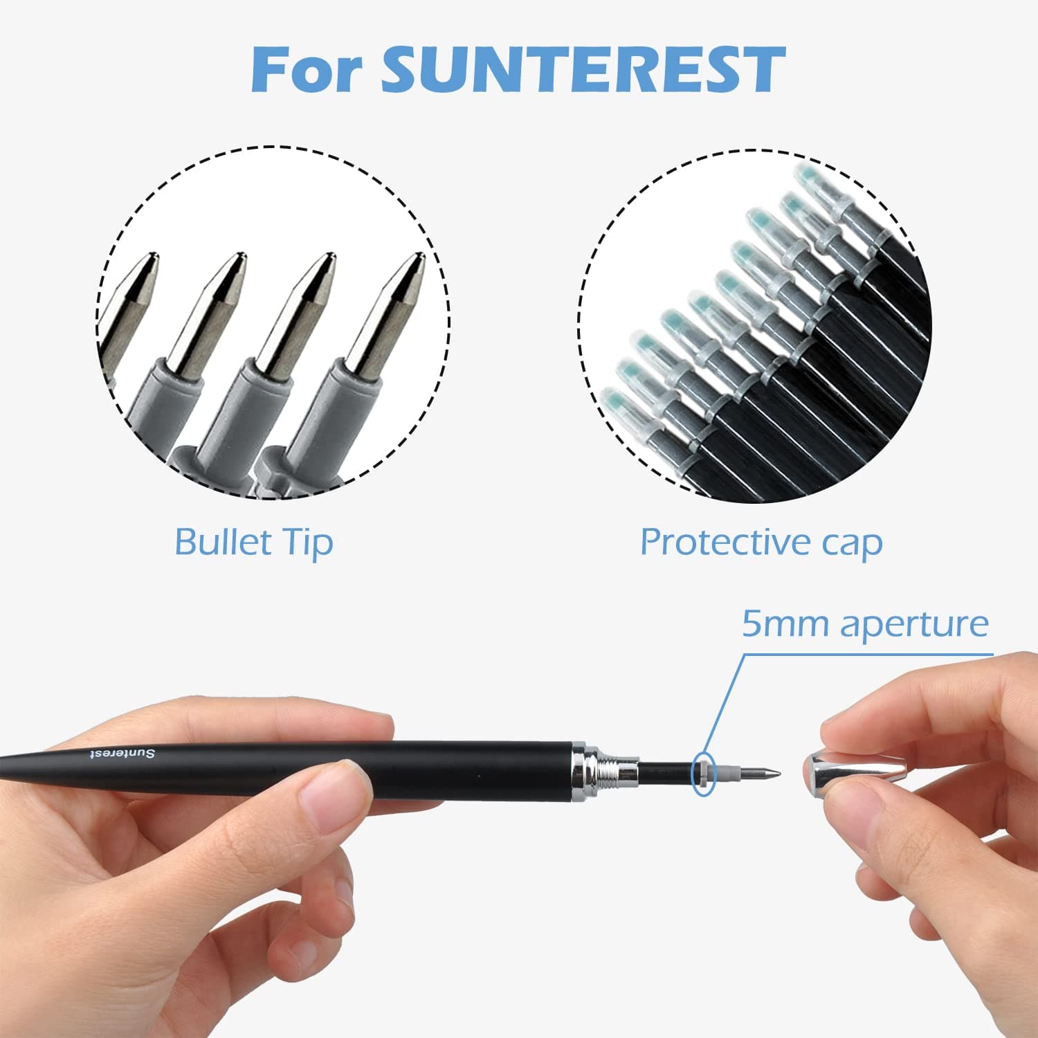 Gel Pen Refills 10pcs Black,Ordinary Gel Ink Pen Replacement Set,0.5mm Pen Fine Point,4.8 Inches Long,Medium Rollerball Refills for Office Executive Signature Pens