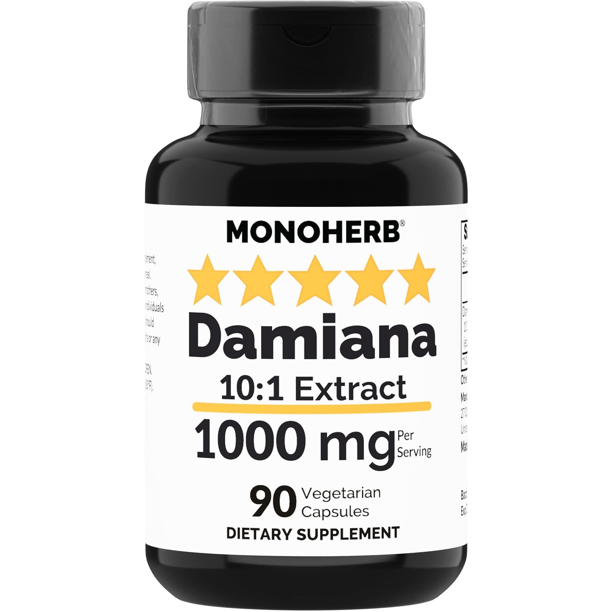 MONOHERB Damiana Extract 1000 mg - 90 Vegetarian Capsules