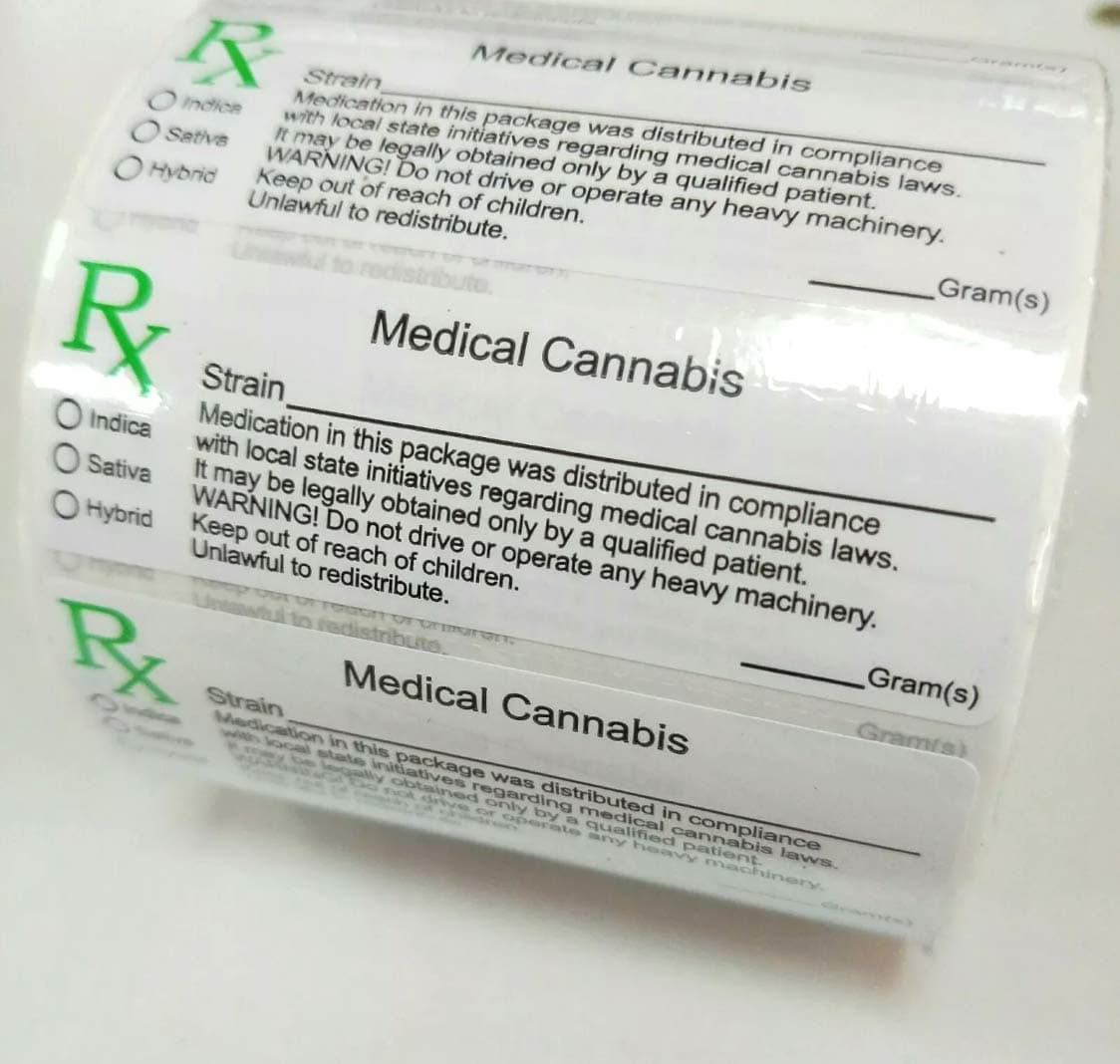 1000X RX MEDICAL LABELS - stickers labels for squeeze pop top pots tubs, prescription container vials, snap caps, compliant strain labels (FREE RE certificate)