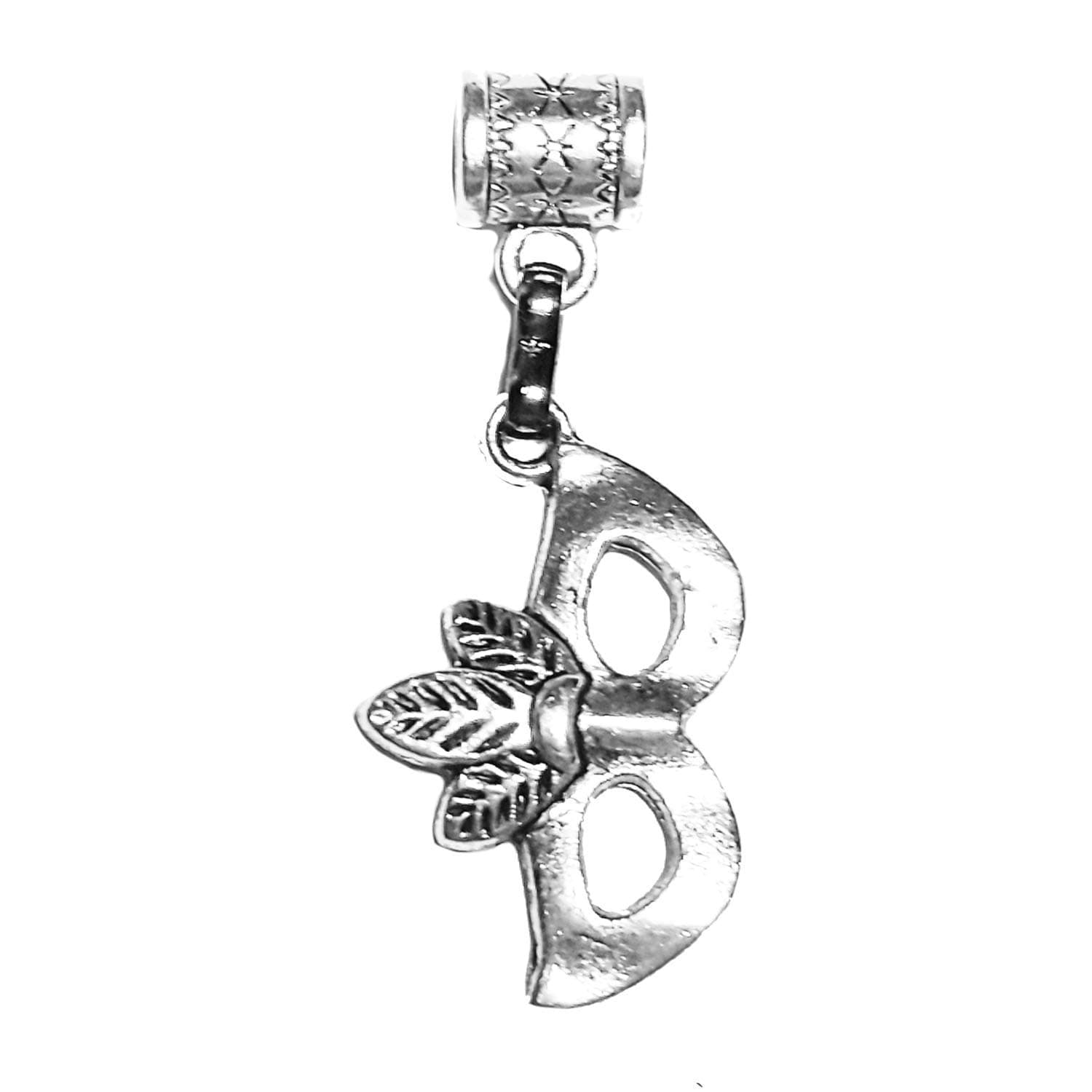 Handmade"Carnival Mask charm" is an antique Silver Hanging charm by Mossy Cabin for large hole snake chain charm bracelet, or add to a neck chain, pendants, necklace or key chain