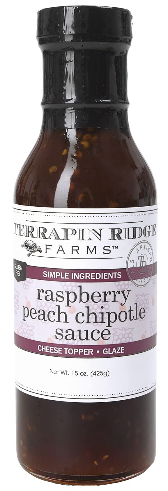 Terrapin Ridge Farms Raspberry Peach Chipotle Sauce – Sweet & Smoky BBQ Glaze and Spread – 15 Fl Oz Bottle