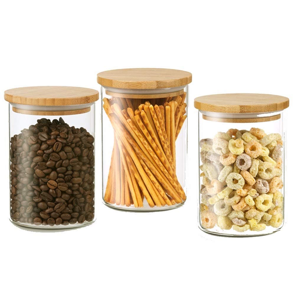 GUHI 3 sets of glass jars, sealed moisture-proof tanks, Nordic kitchen storage tanks,transparent