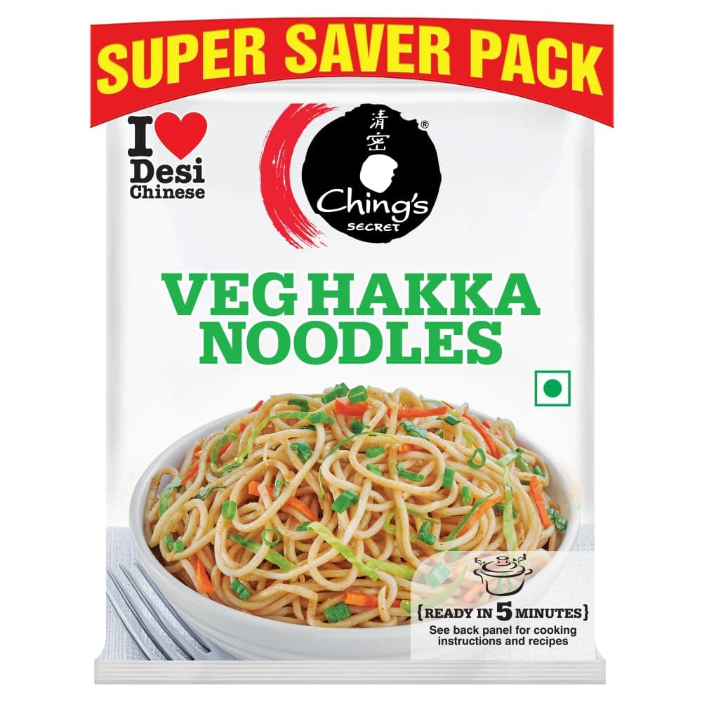 Ching’s Veg Hakka Noodles, Not Fried, Air Dried, Cooks in 5–7 Minutes, 560 g