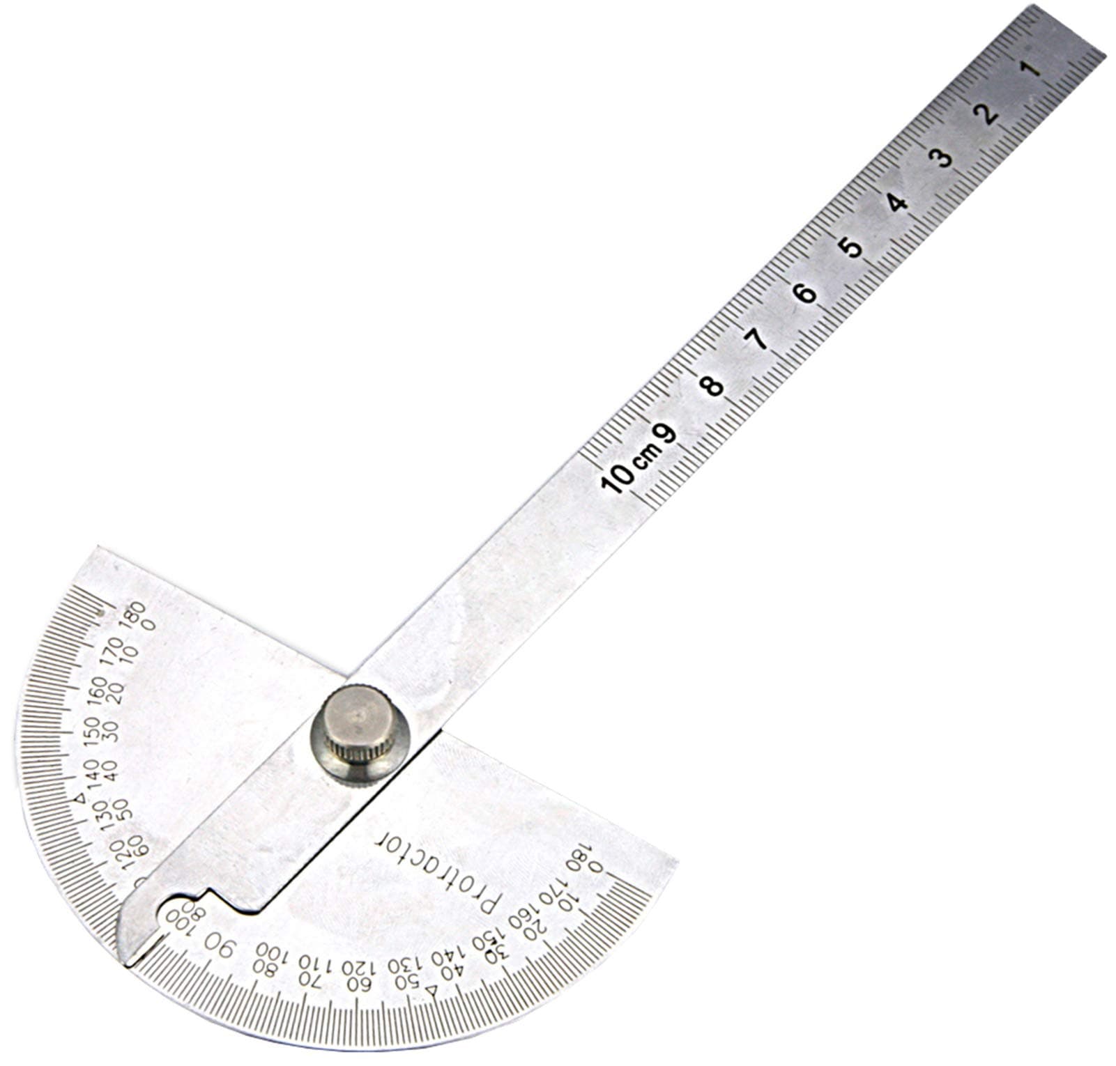 Nortools Protractor - Angle Finder Stainless Steel 0-180° Round Head Adjustable Protractors Ruler Woodworking Machinist Craftsman Ruler Machinist Tools(10 cm/ 3.94 Inch)