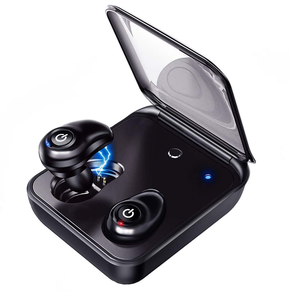 True Wireless Earbuds Bluetooth 5.0, Lastest Hi-Fi Stereo Sound Mini TWS Earphones Headphones, Dual Built-in Mic Auto Pairing Sport Headphones with 2000mAh Charging Case for iOS/Android