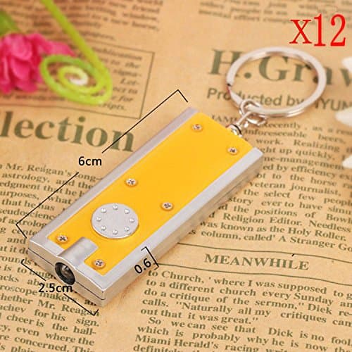 Somnr Keychain flashlight, Mini flashlight LED Camping Keyring Flashlight, Portable Thin & Tiny Flash Light Torch Keychain Lamp Key Chain, 45 lumen micro light - 12Pcs (Yellow)
