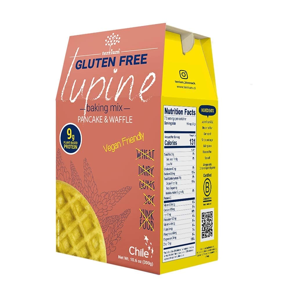 Terrium Gluten Free Pancake and Waffle Mix 10,6 oz - Pre Mixed Vegan Protein Pancake and Waffle, High Protein, High Fiber, Lower in Carbs, No Wheat - Made with Lupin Flour, Rice Flour and Potato Starch (Pack of 3)