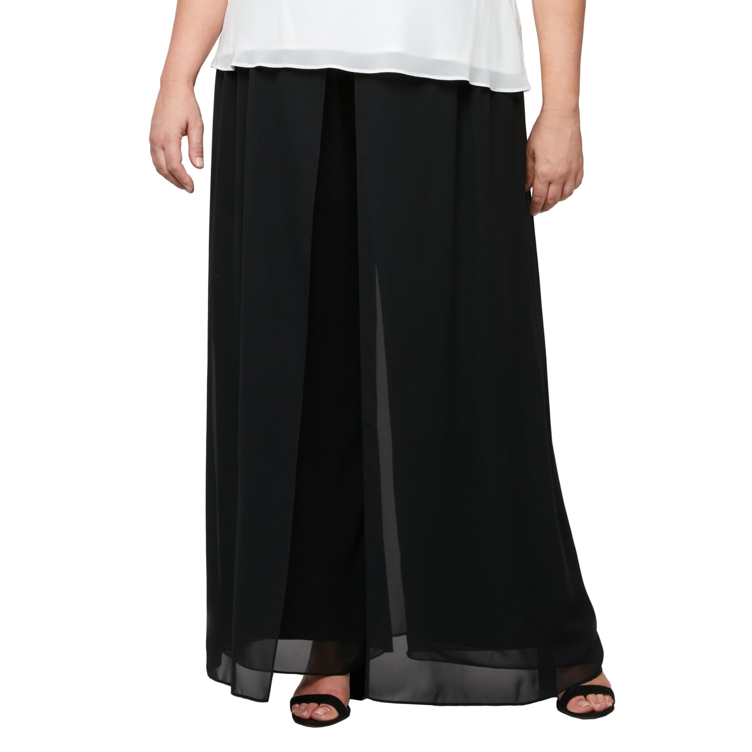 Alex Evenings Womens Wide Leg Chiffon Dress Pant for Mother of The Bride, Elegant Party Outfit (Petite and Regular Sizes)