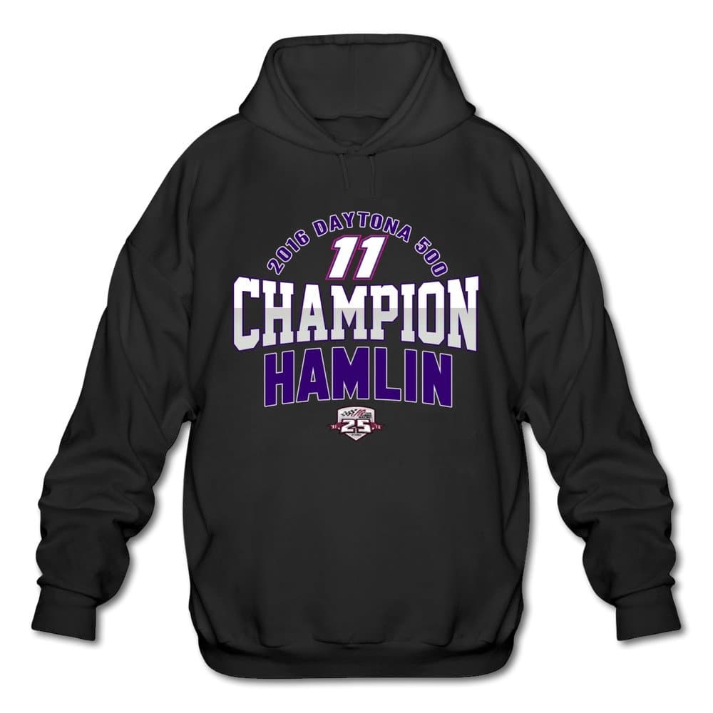 Men DENNY HAMLIN 2016 DAYTONA 500 CHAMPION Hoodies Black Unknown Binding