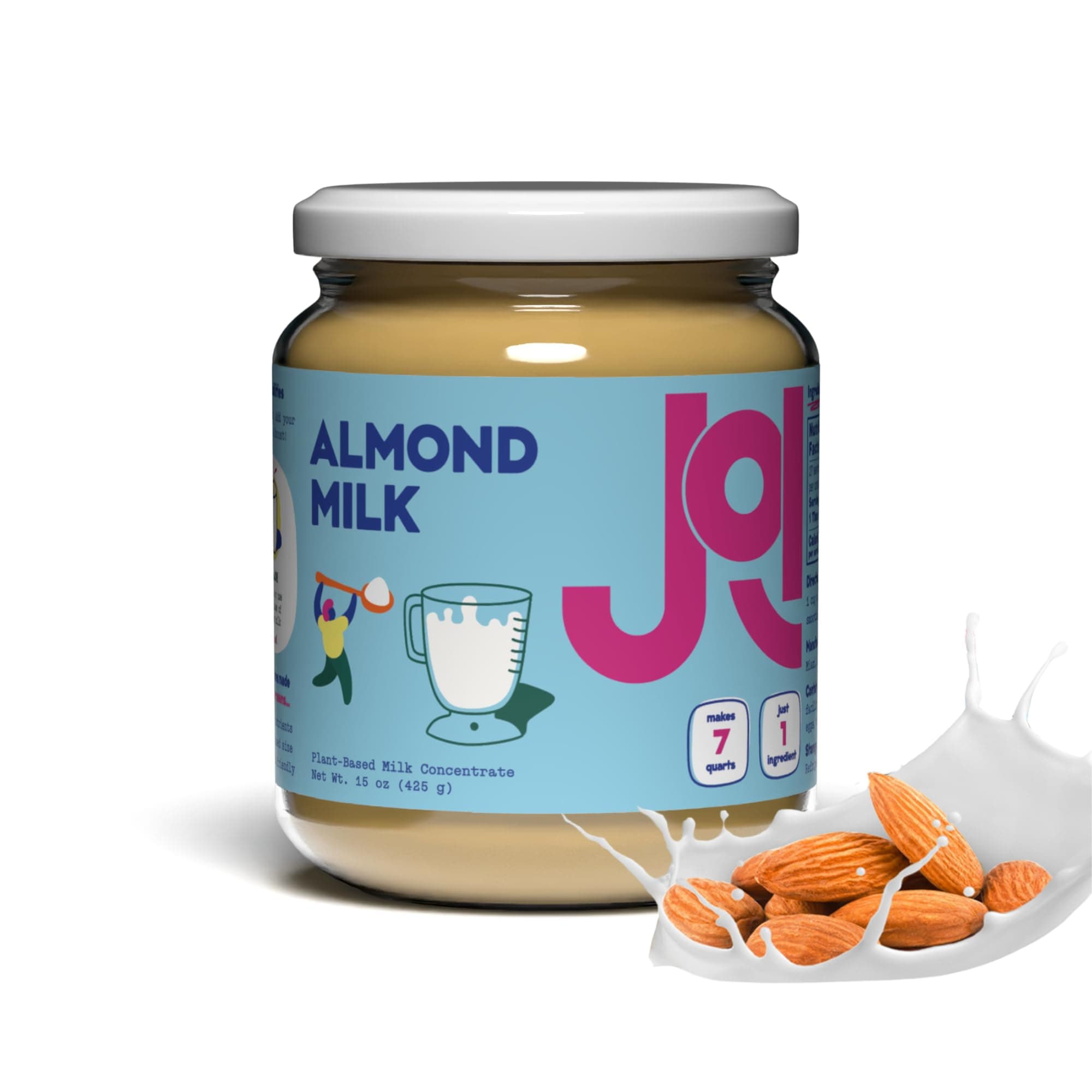 - Almond Milk Base, Unsweetened Plain Concentrate - 27 Servings, Paste, Butter, Blend with Water to Make Up To 7 Plant Milk Quarts - Vegan, Kosher, Shelf Stable, Keto-Friendly, Dairy Free, & Fat Free Milk - Use in Smoothies, Cereal, Ice Cream, Spreads & Baked Goods. 100% Almonds. Contains zero added sugar, gums, oils, or binders. Tastes like Almonds.