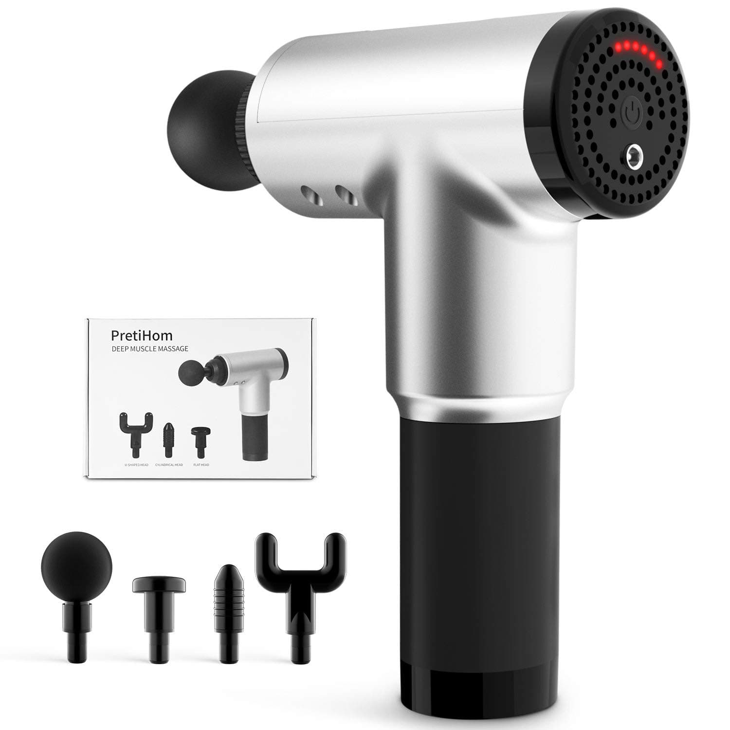 Percussion Massage Gun, Massage Impact Device Wireless Handheld Vibration Deep Tissue Muscle Electric Gun Quiet Brushless Motor with 4 Massage Heads and 6 Adjustable Speed