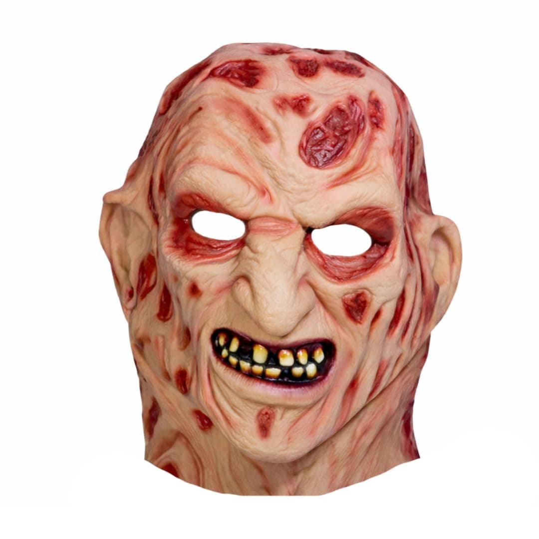 WP Wanna Party Halloween Freddy Kruger Burnt Face Mask Horror Scary Monster Deluxe Evil Devil Mask for Adults A Nightmare On Elm Street for Scary Creepy Cosplay Party Costumes