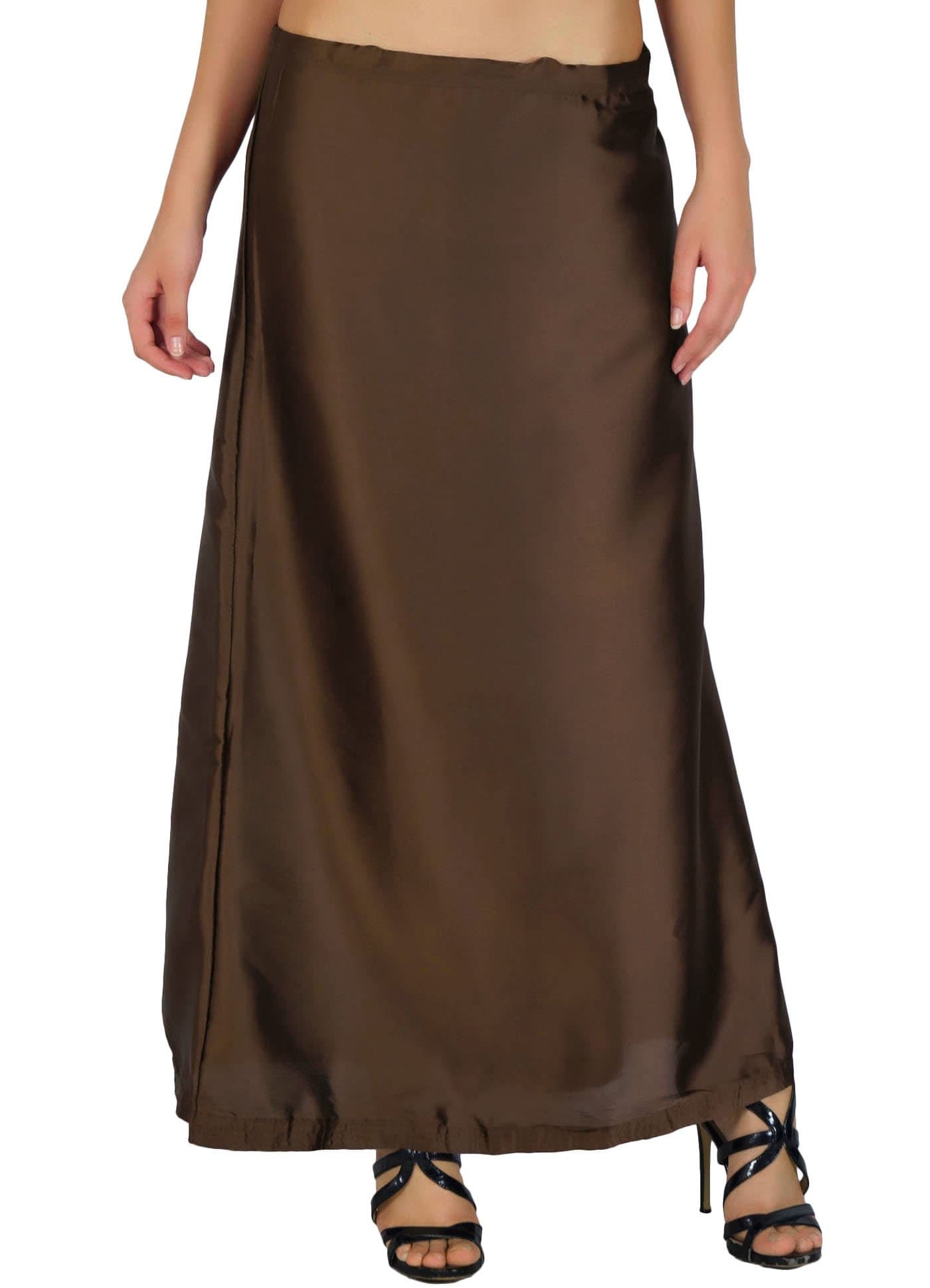 shesheReadymade Stitched Brown Petticoat Bollywood Satin Silk Inskirt Lining For Sari