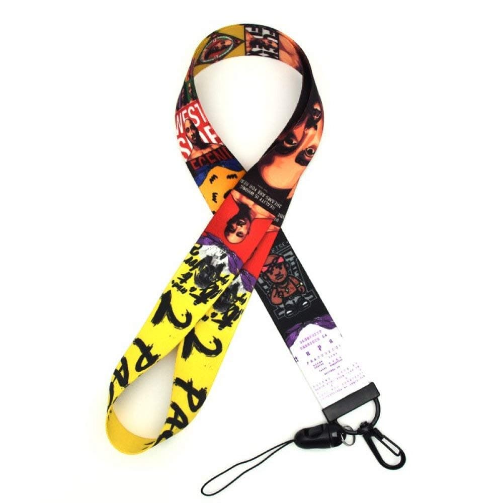 Anime Source 2Pac Tupac Rap Artist Comemmorative Lanyard ID Badge Holder Keychain Mobile Phone Gym Pass Holder Hip Hop