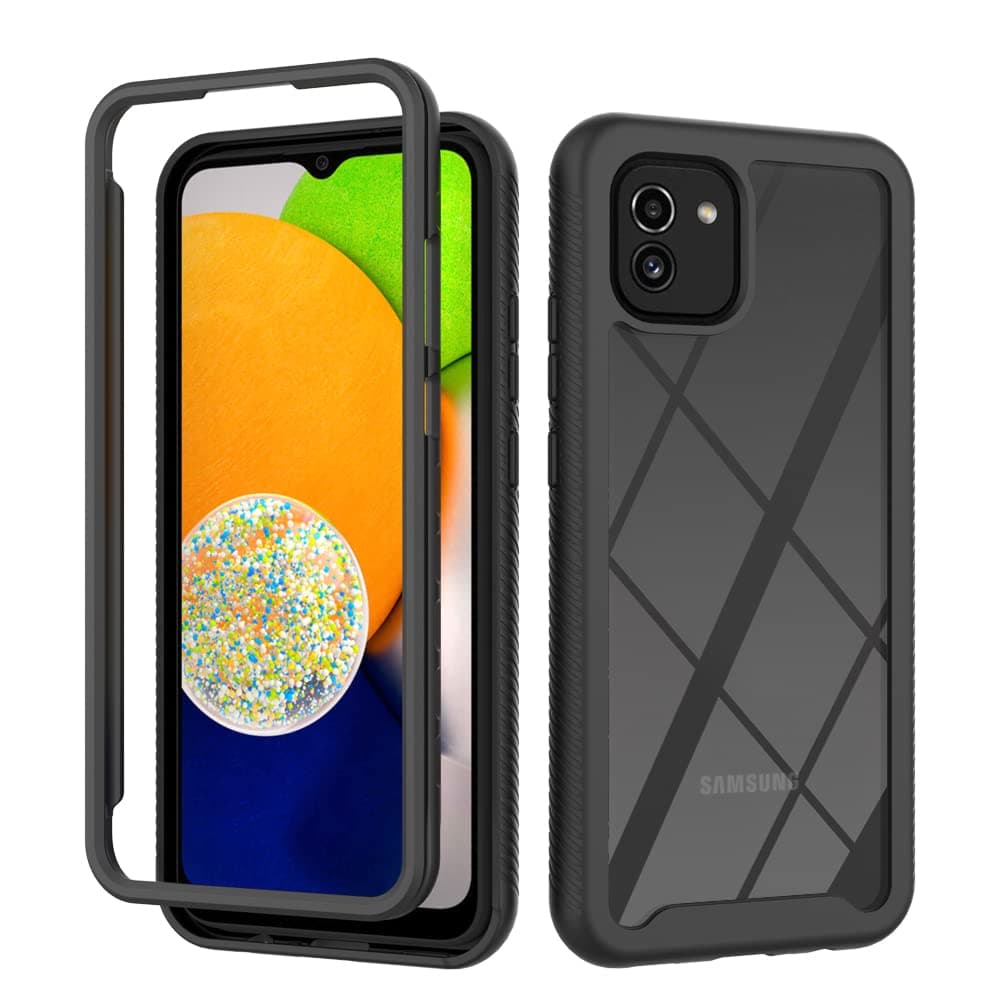 Galaxy A03 Case, EabHulie Hybrid Transparent Back Rugged Bumper No Slip Shockproof Protective Case Cover for Samsung Galaxy A03 Black