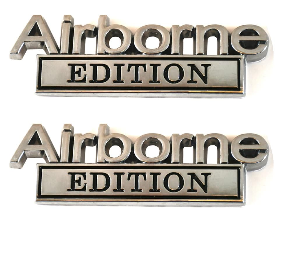 Entero 2Pcs Airborne Edition Emblems Car Badge, 3D Metal Material 3M Airborne Division Sticker Decal Replacement for Cars, Trucks, Motorcycles, Boats & Laptops (Chrome Black)