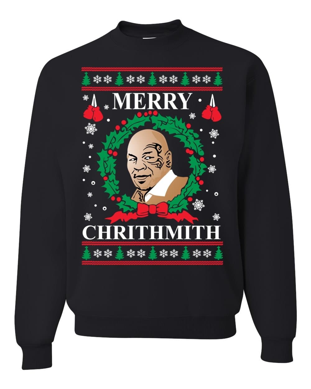 Merry Chirithmith Mike Tyson Ugly Christmas Sweater Unisex Sweatshirts (L) Black