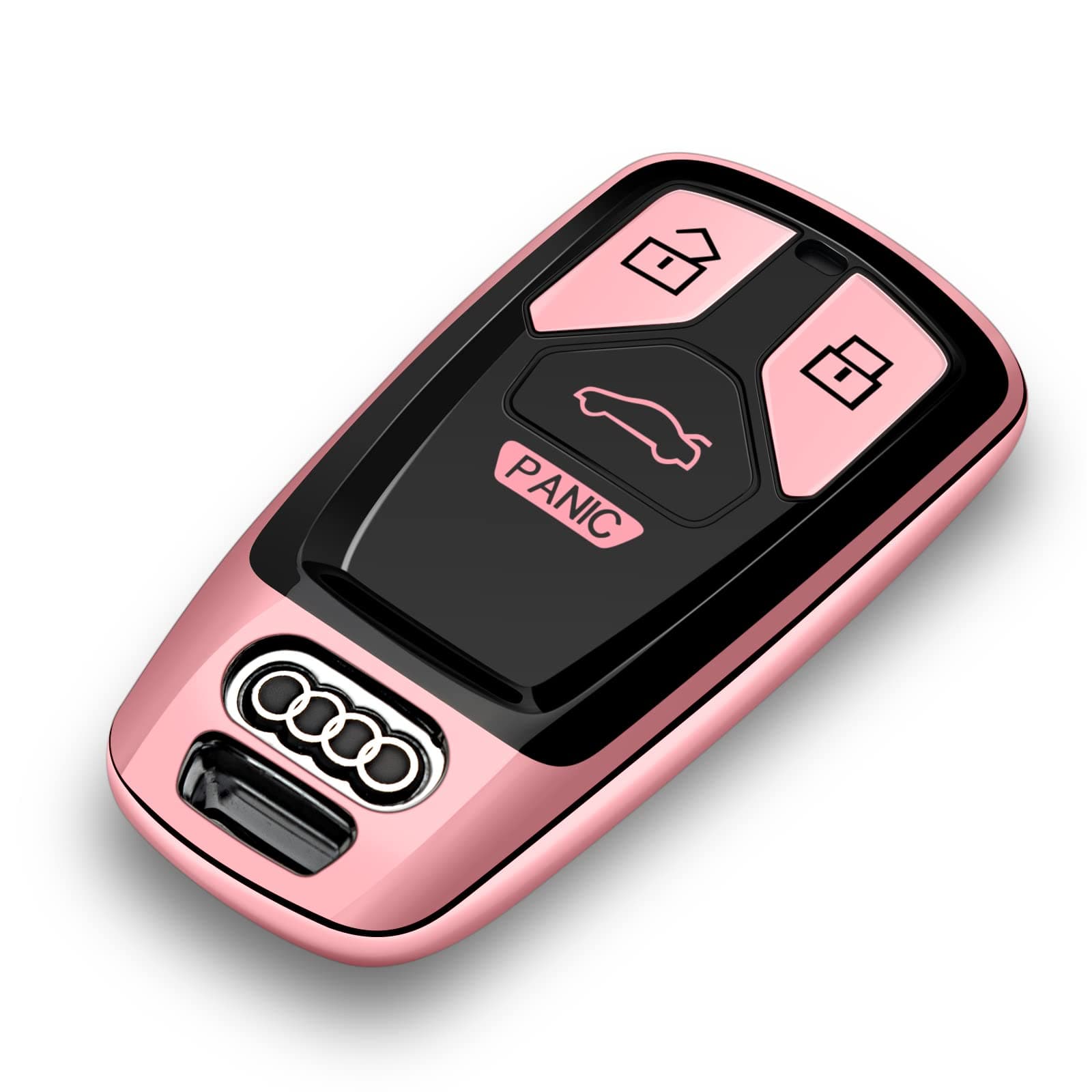 Car Key Fob Cover Compatible with Audi Key Case Pink A4 allroad A5 Q5 PHEV S4 S5 SQ5 Sportback TT RS TTS Accessories