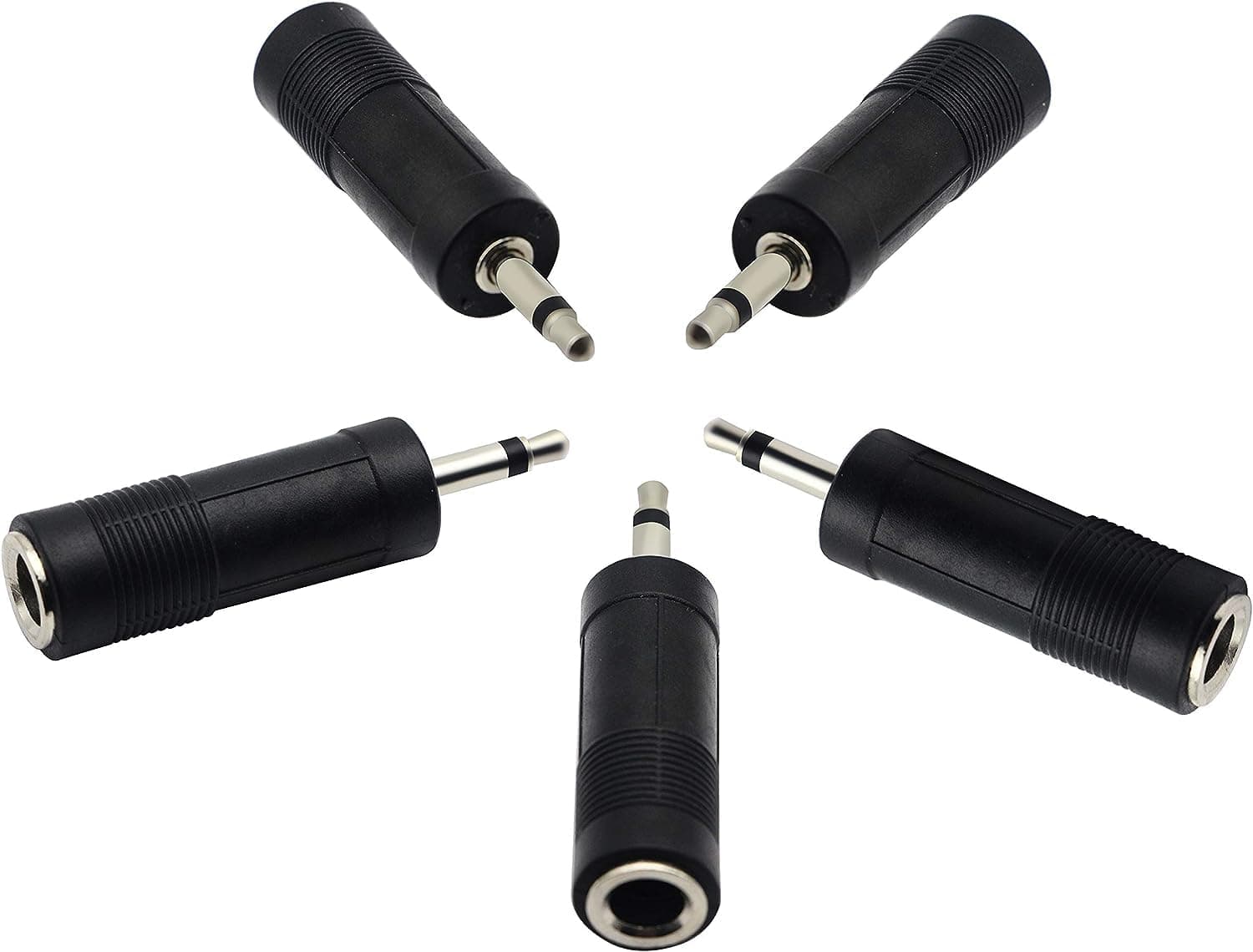 zdyCGTime 3.5mm to 6.35mm Adapter 3.5mm Mono 1/8 inch Audio Male to 6.35mm 1/4 inch Female Mic Plug Adapter Jack Converter(5 Packs)