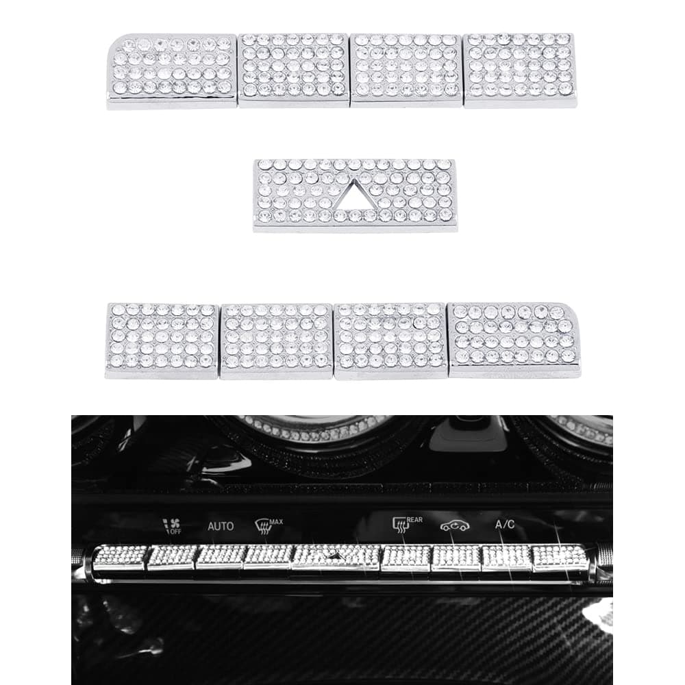 1797 Bling AC Button Covers for Mercedes Benz CLA GLA GLB GLE GLS A-Class Accessories 2020-2022 Air Conditioning Control Switch Caps Crystal Silver 9Pcs/Set