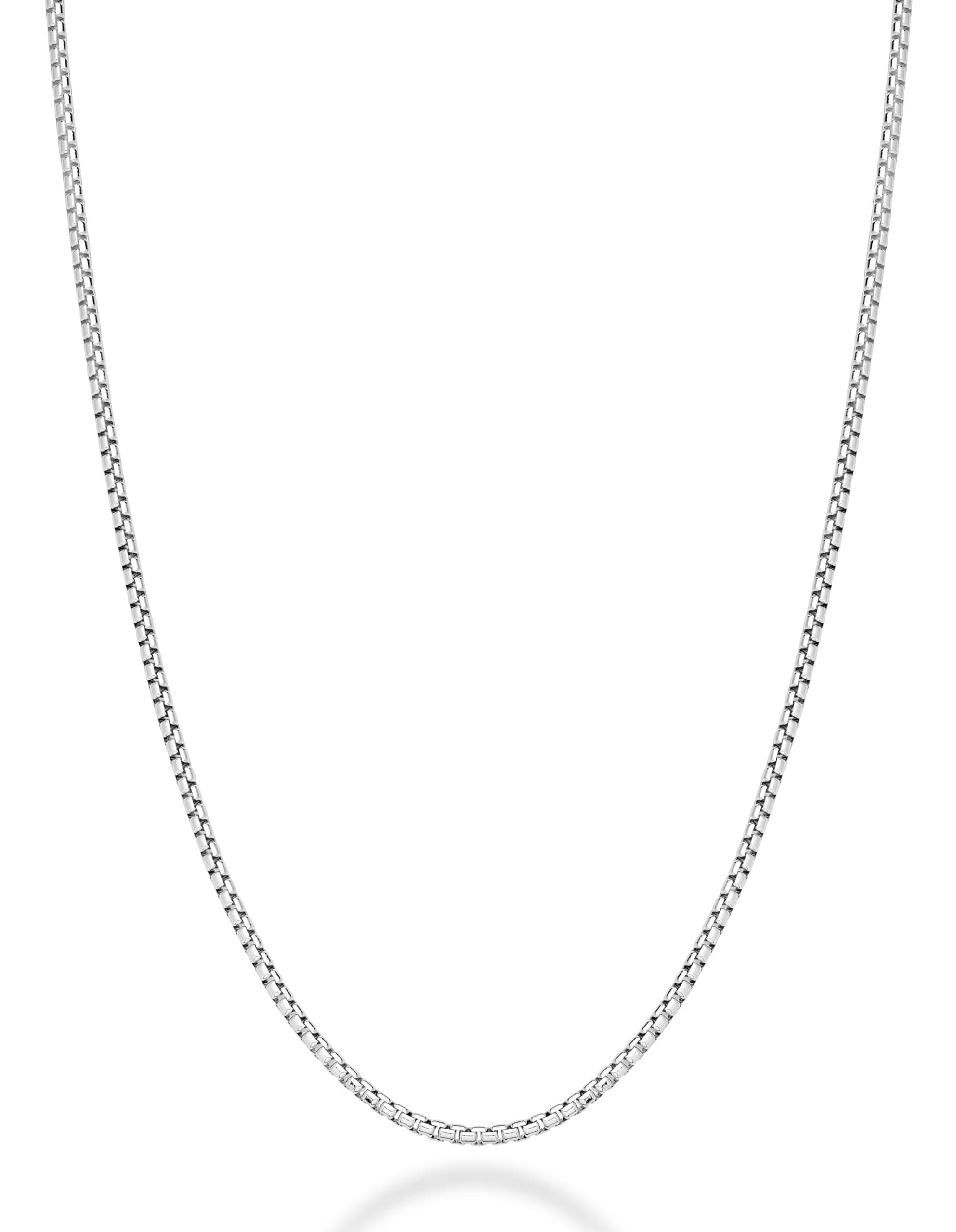 Miabella Italian 925 Sterling Silver Solid 2mm Round Box Chain Necklace for Women Men Rolo Necklace Made in Italy