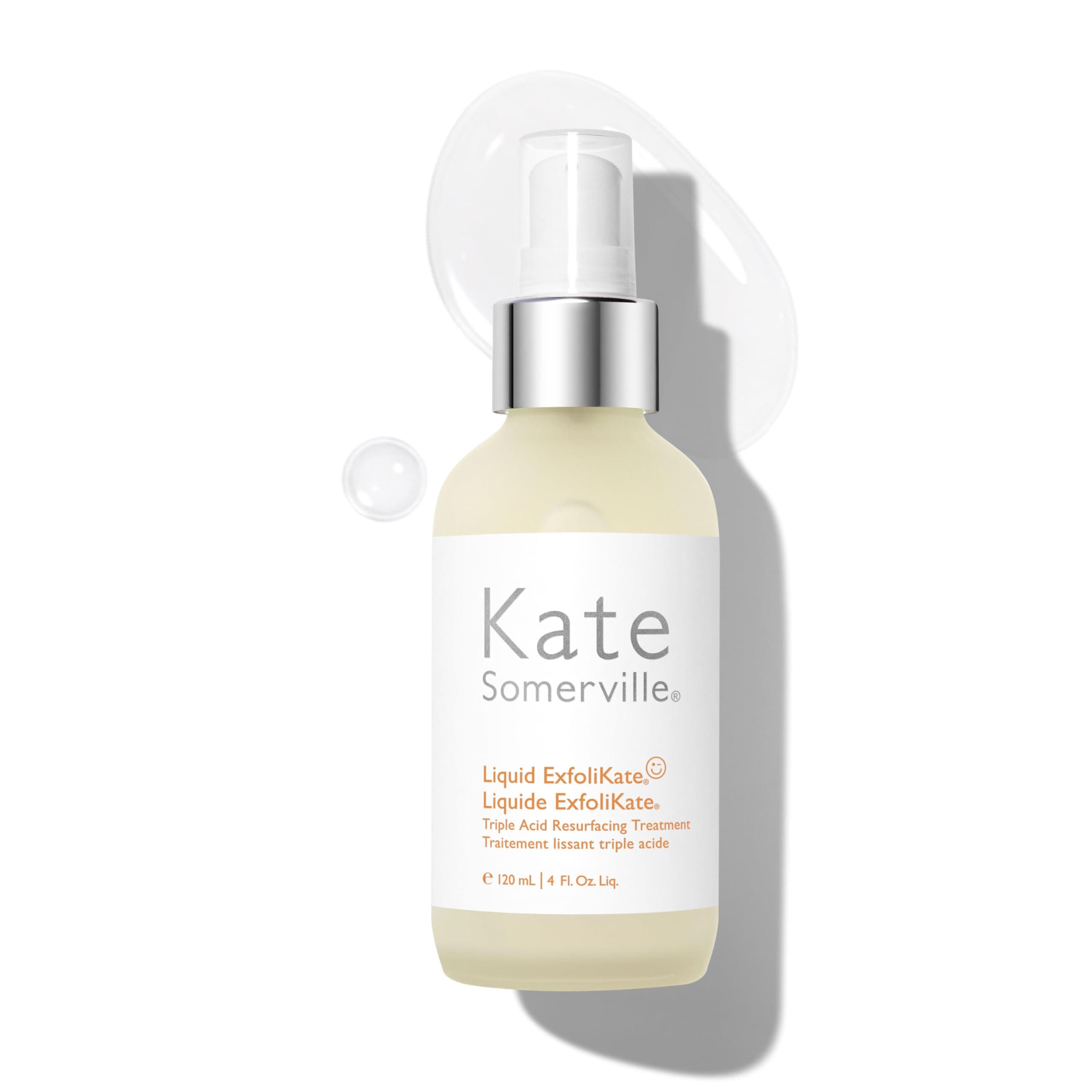 - Kate Somerville Liquid ExfoliKate โ Triple Acid Resurfacing Treatment, Clinically Formulated AHA Overnight Facial Exfoliator, Smooths Skin and Minimizes Pores, 4 Fl Oz