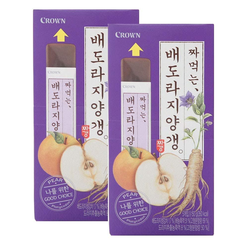 Crown Good Choice Sweet Pear & Balloon Flower Root Jelly Stick | 150g | 2 Boxes, Korean Snack, Traditional Dessert, Yokan, 배도라지 양갱