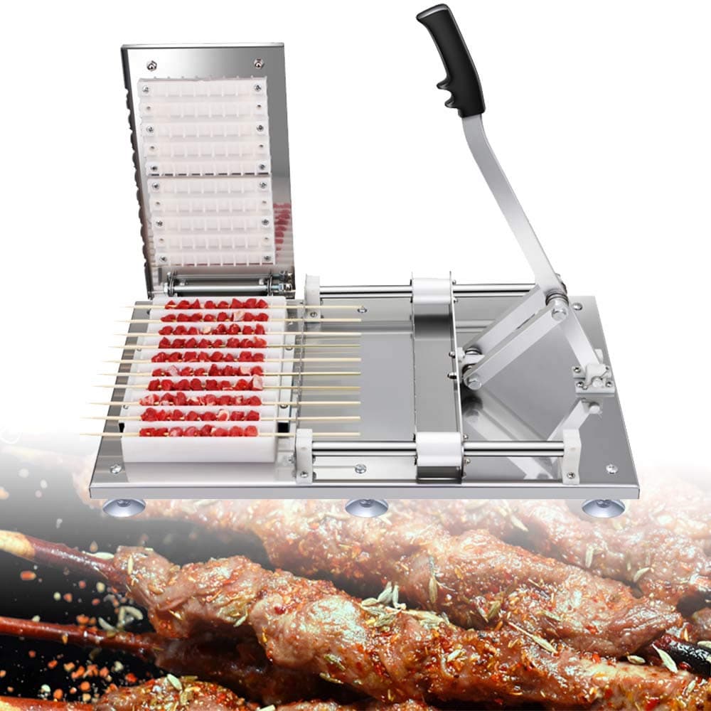 FLYHEROManual Mutton Kebab Machine BBQ Bamboo Meat Skewer Doner Kebab 10 Strings Meat Making Machine Home BBQ Parties Barbecue Helper