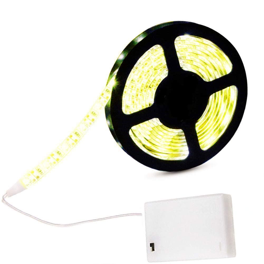 cuzile LED Light Strip Flexible Warm White 200cm 66in + Battery Box + Switch Battery Powered