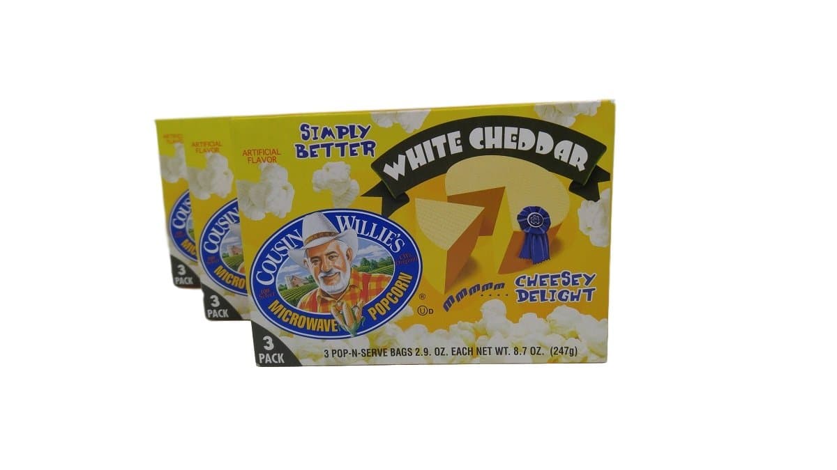 Cousin Willie's Simply Better White Cheddar Microwave Popcorn (3 Boxes)