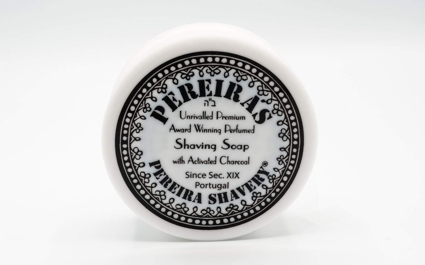 Shaving Soap with Activated Charcoal in Ceramic Dish And Ceramic Foam Mug