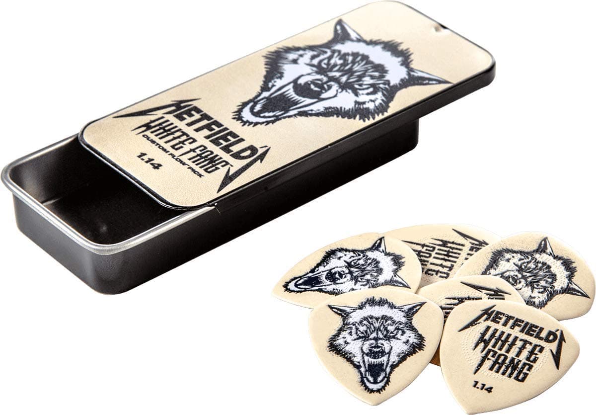Jim Dunlop Dunlop Picks Hetfield White Fang Flow 1.14mm - Pick Tin 6 Picks PH122T114